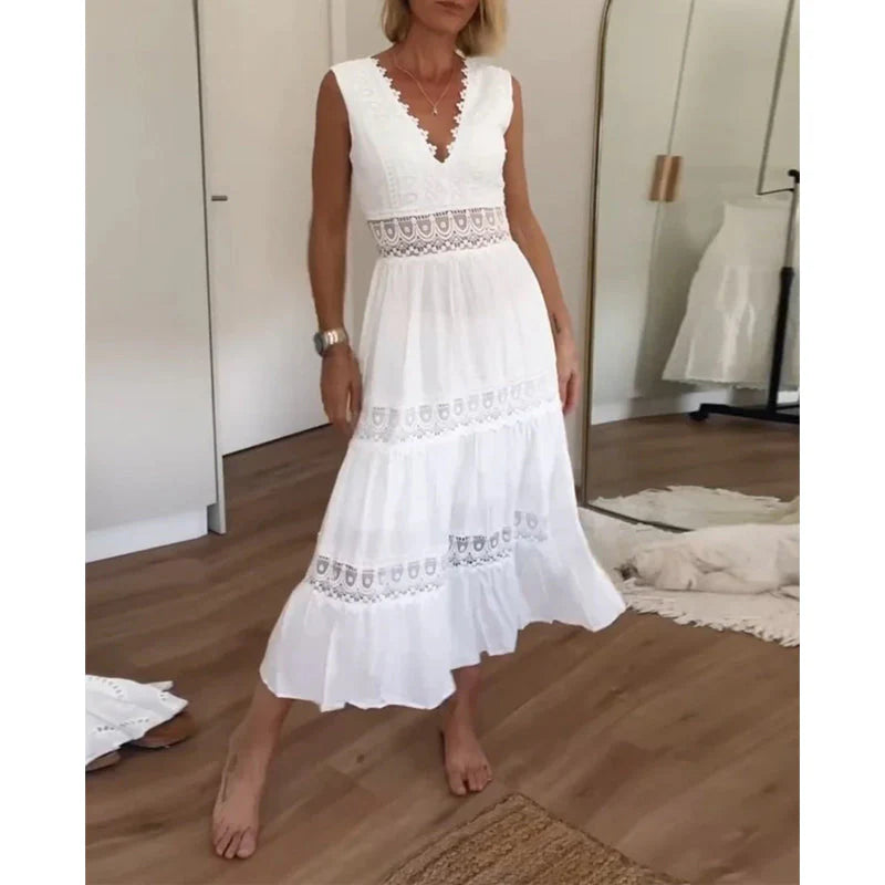 Maviéle™ | Elegant Lace Dress with V-Neck