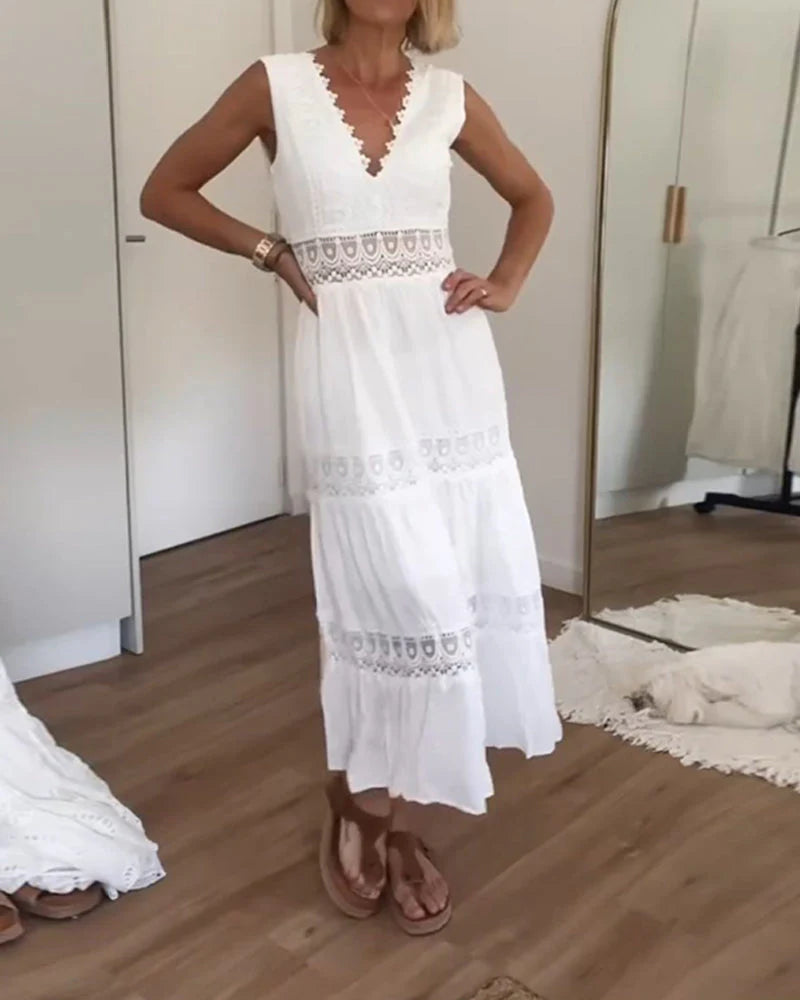 Maviéle™ | Elegant Lace Dress with V-Neck