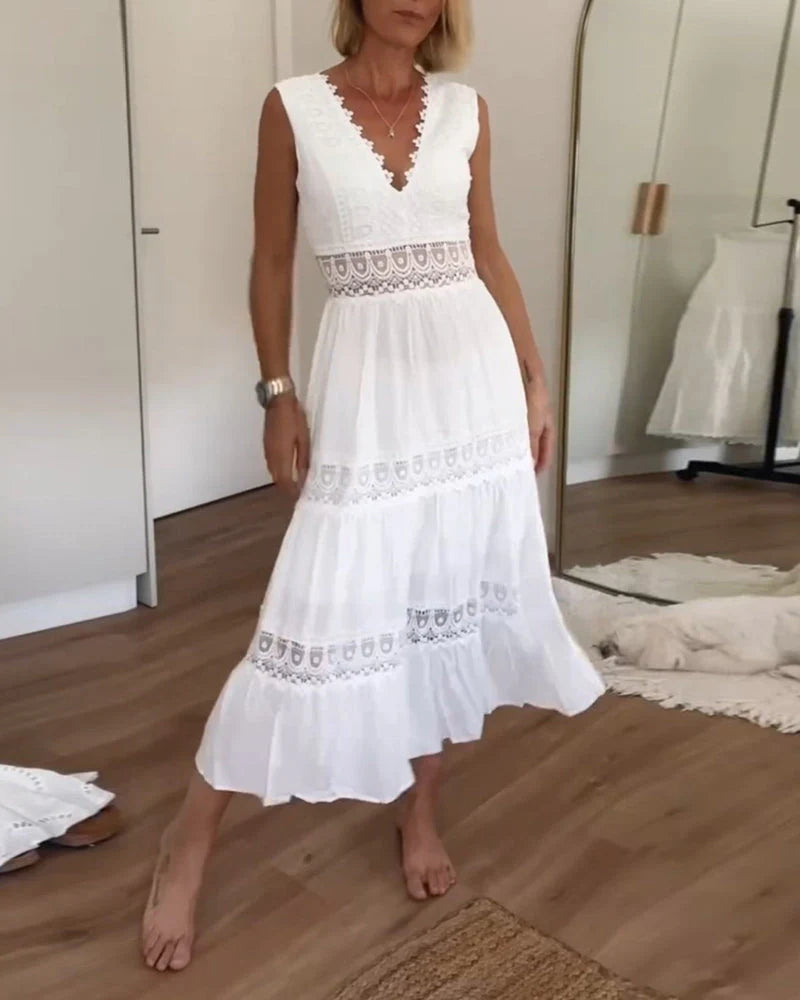 Maviéle™ | Elegant Lace Dress with V-Neck