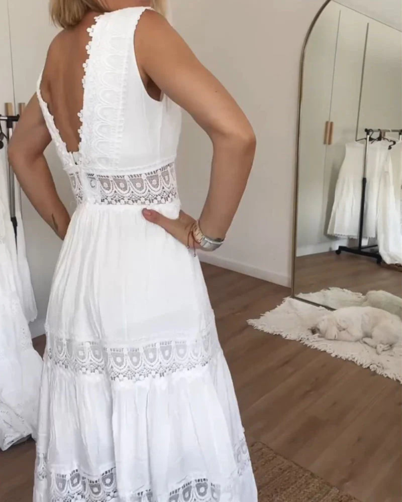 Maviéle™ | Elegant Lace Dress with V-Neck