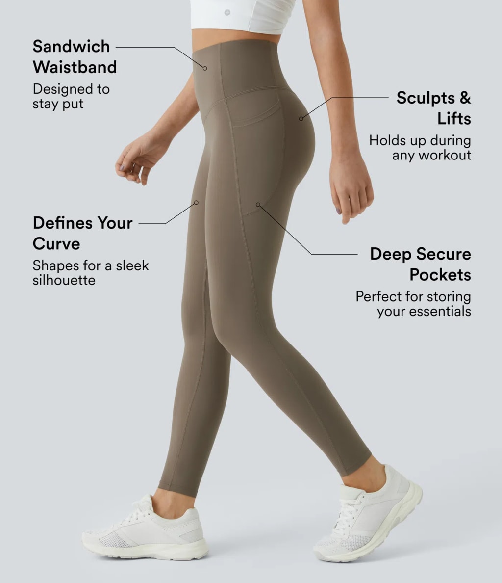 High Waisted Tummy Control Pocket Shaping Training Leggings
