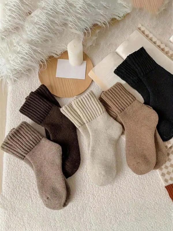 Cozy Solid Mid-Calf Socks (5-Pack)