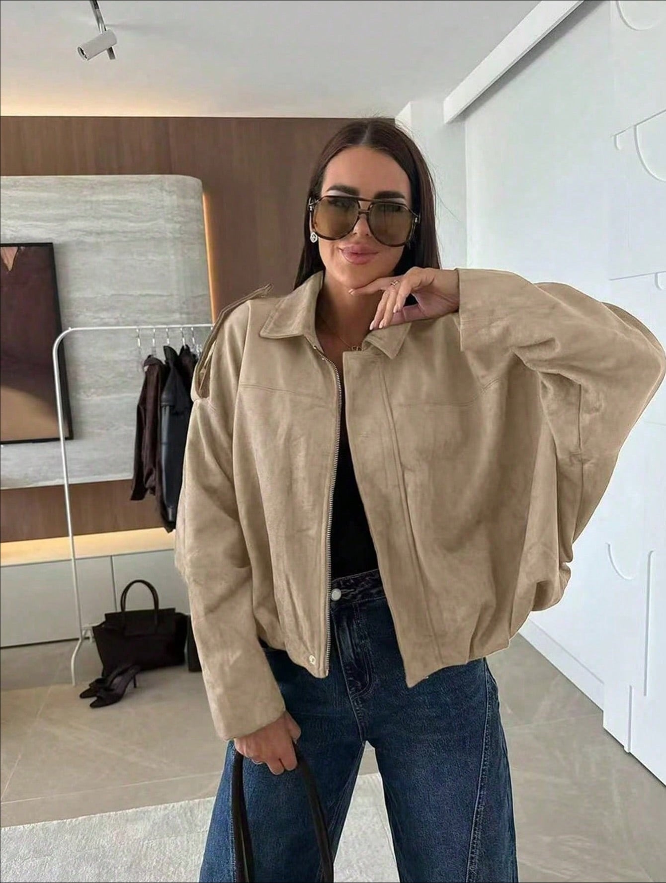 Suede Bomber Jacket