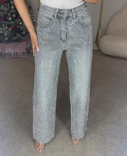 Straight Leg Stretch Diamanté Jeans