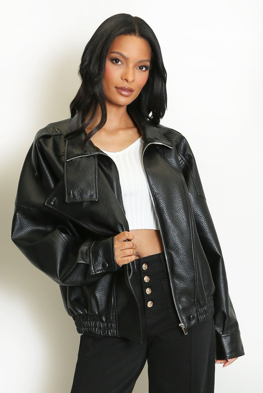 Asymmetrical Faux Leather Jacket