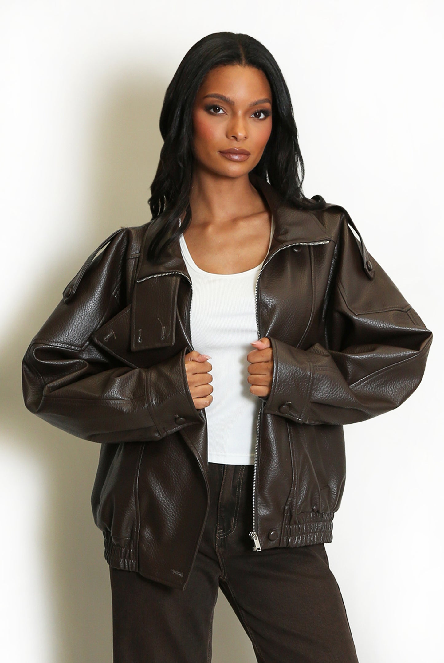 Asymmetrical Faux Leather Jacket