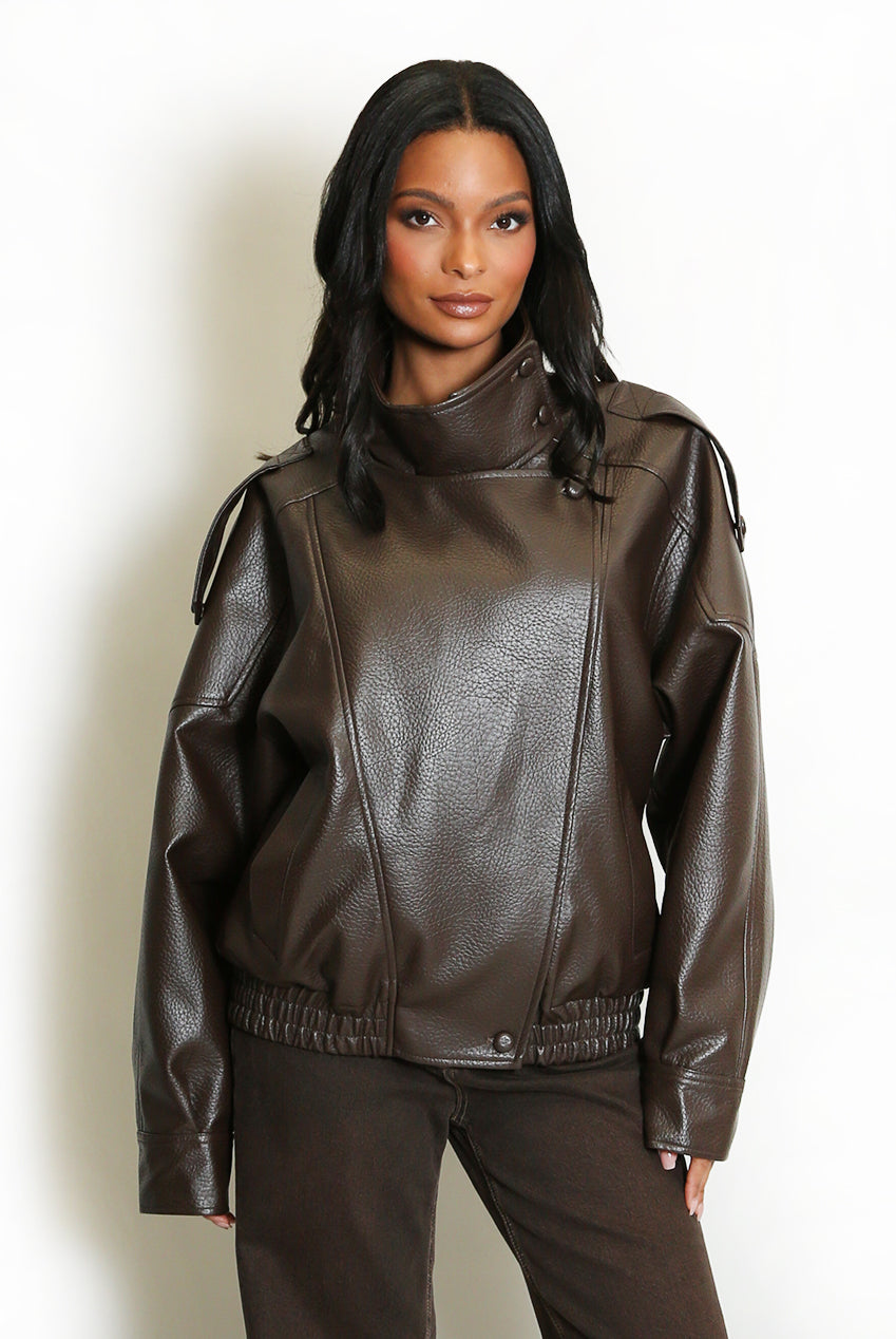 Asymmetrical Faux Leather Jacket