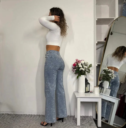 Straight Leg Stretch Diamanté Jeans