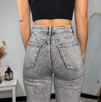 Straight Leg Stretch Diamanté Jeans