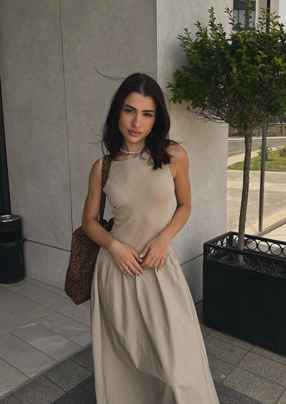 Mira Ribbed A-line Maxi Dress