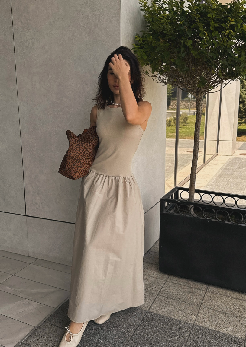 Mira Ribbed A-line Maxi Dress