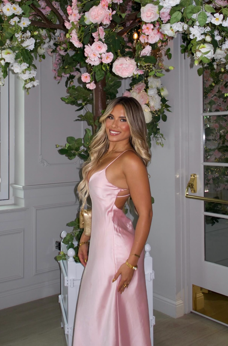 Sienna Satin V-Neck Backless Maxi Dress