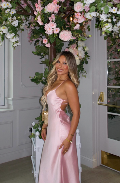 Sienna Satin V-Neck Backless Maxi Dress