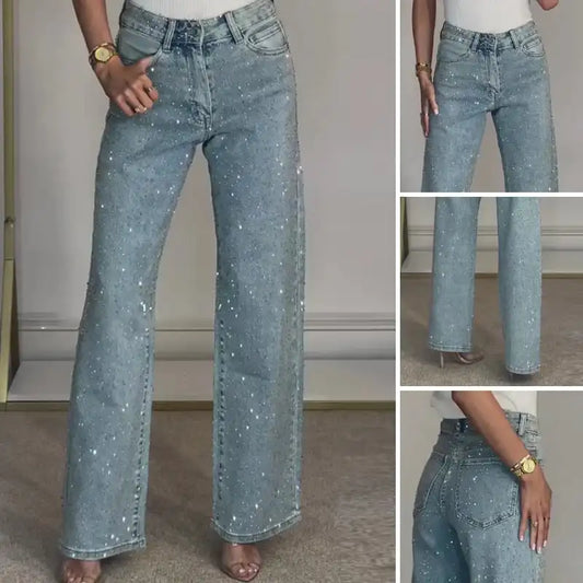 Straight Leg Stretch Diamanté Jeans