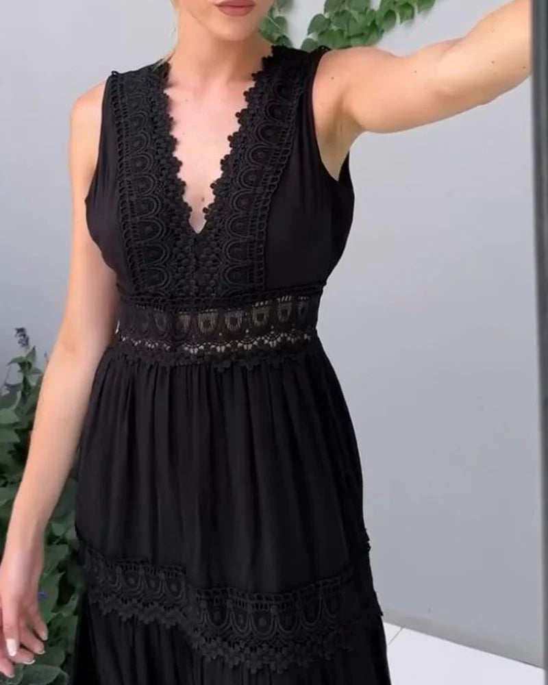 Maviéle™ | Elegant Lace Dress with V-Neck