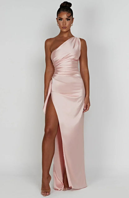 Ariel One Shoulder Satin Maxi Dress