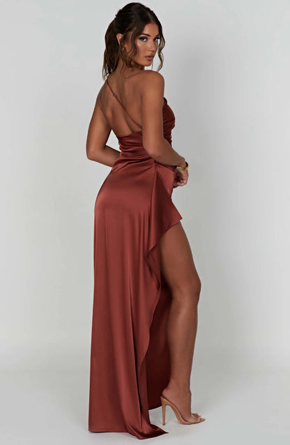 Ariel One Shoulder Satin Maxi Dress