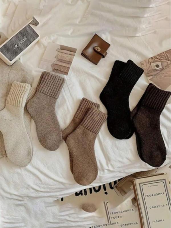 Cozy Solid Mid-Calf Socks (5-Pack)