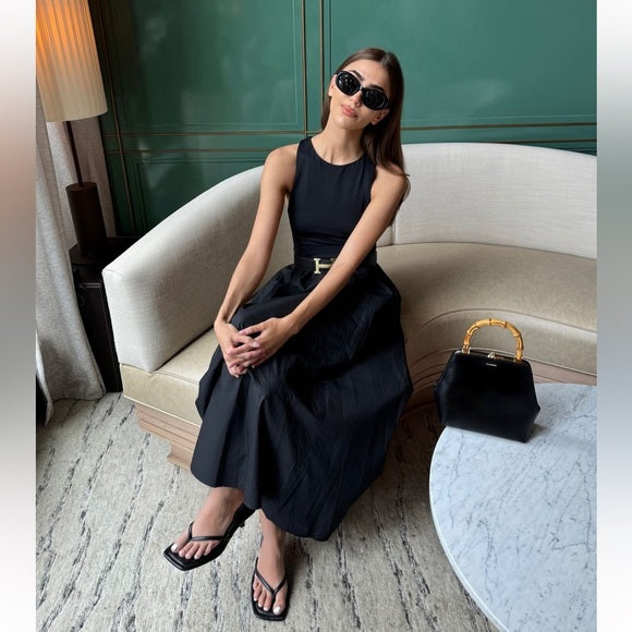 Mira Ribbed A-line Maxi Dress